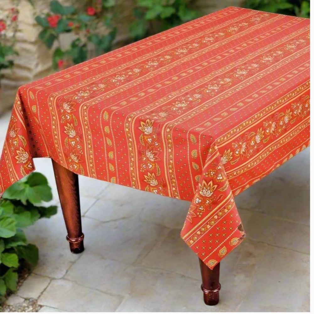 Le Cluny Provence LISA Red coated tablecloth French Country floral 100%cotton